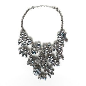 Aldo Formal Evening Rhinestone Silver Statement Necklace (GUC)